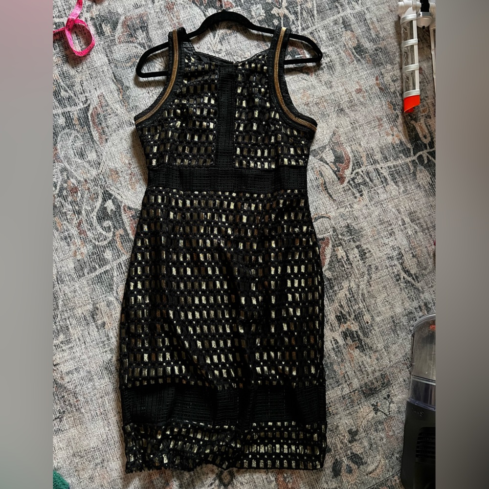 Ark & Co. Black and Gold Eyelet Cocktail Dress
